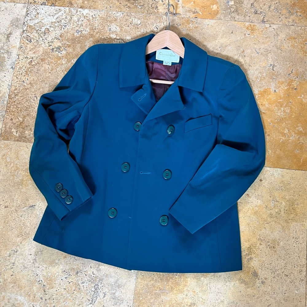 Vintage ChristIan Dior Suit Teal Blazer & Suit Size 12